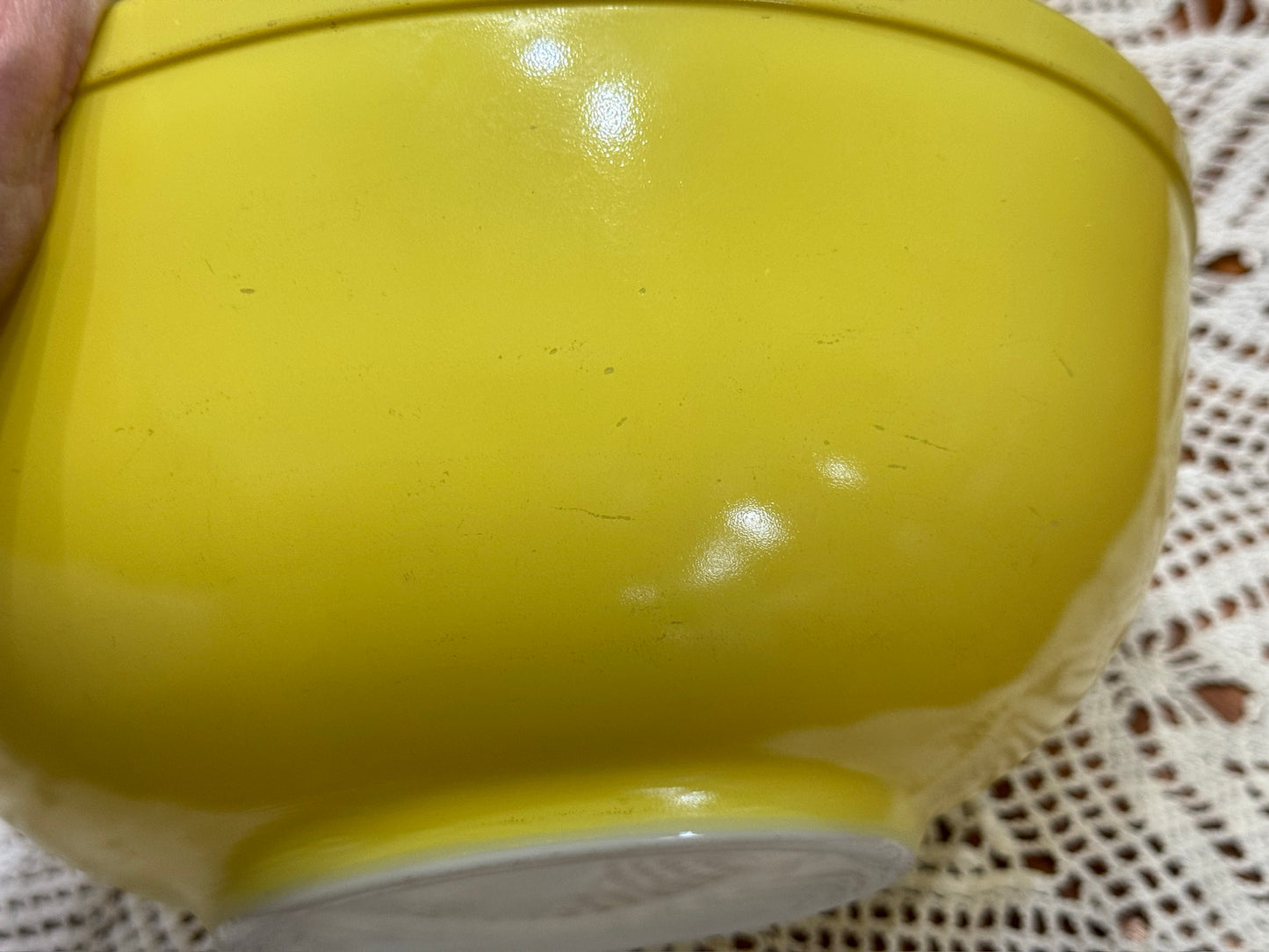 Large Primary Yellow US PAT OFF PYREX Mixing Bowl