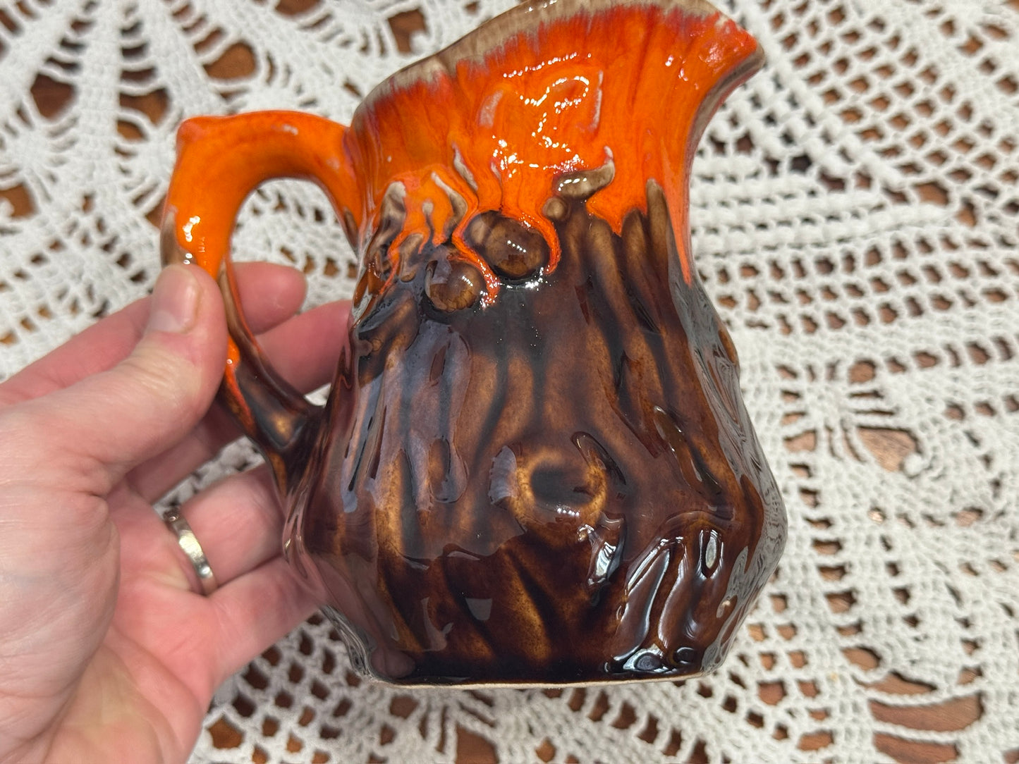 Mushroom Drip Glaze Pottery Pitcher