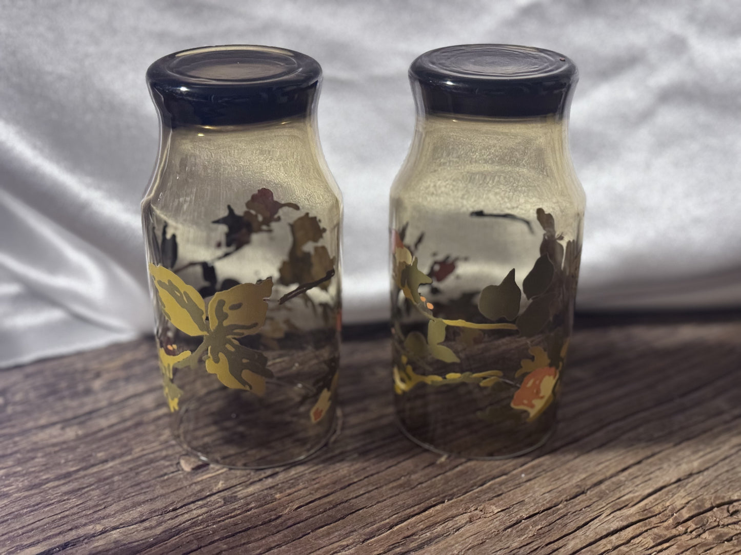 Amber Coloured Floral Drinking Glasses