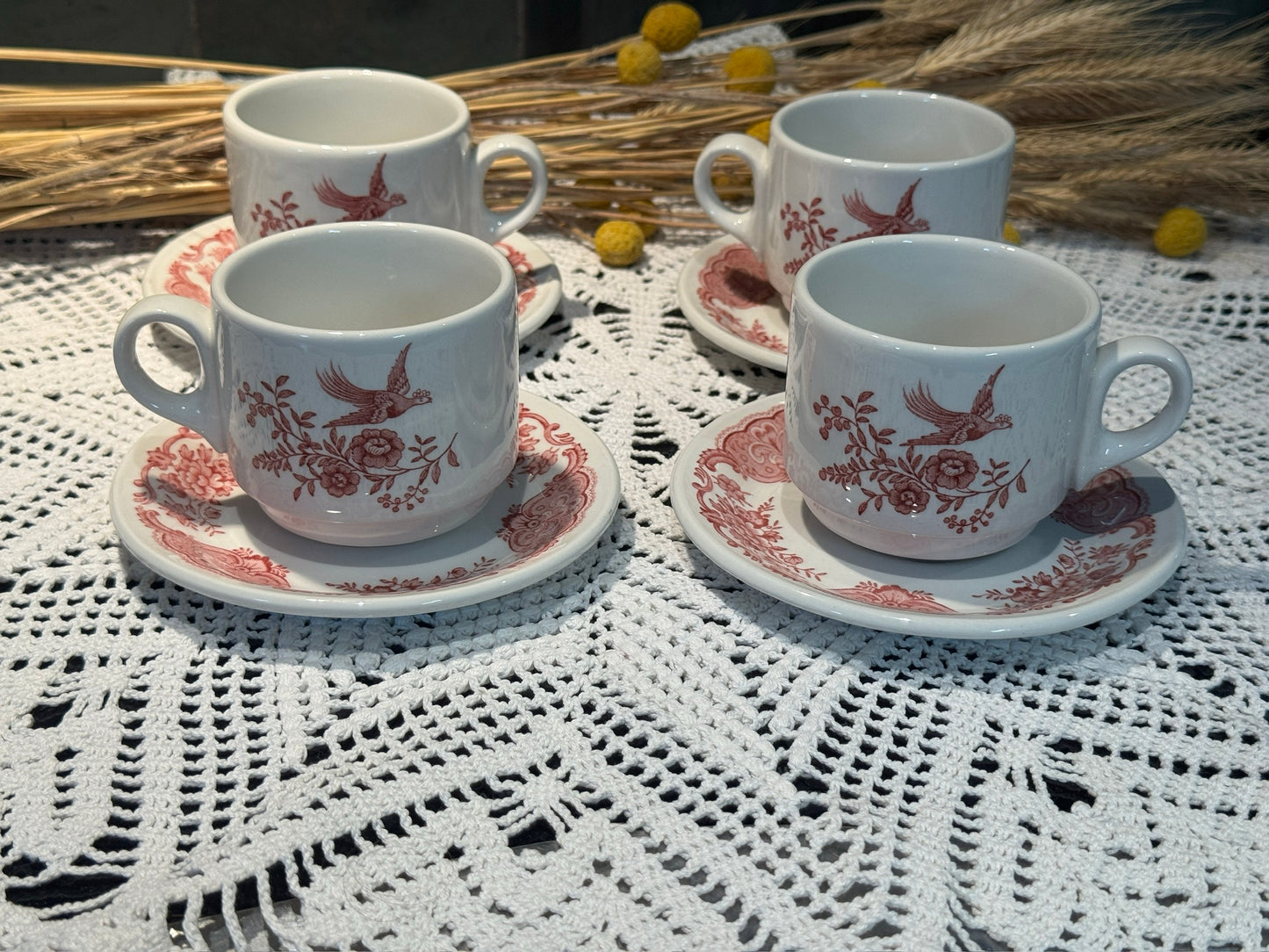 Vintage Royal Doulton Pink Transferware Cup & Saucer Set