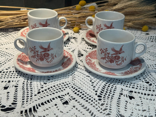 Vintage Royal Doulton Pink Transferware Cup & Saucer Set