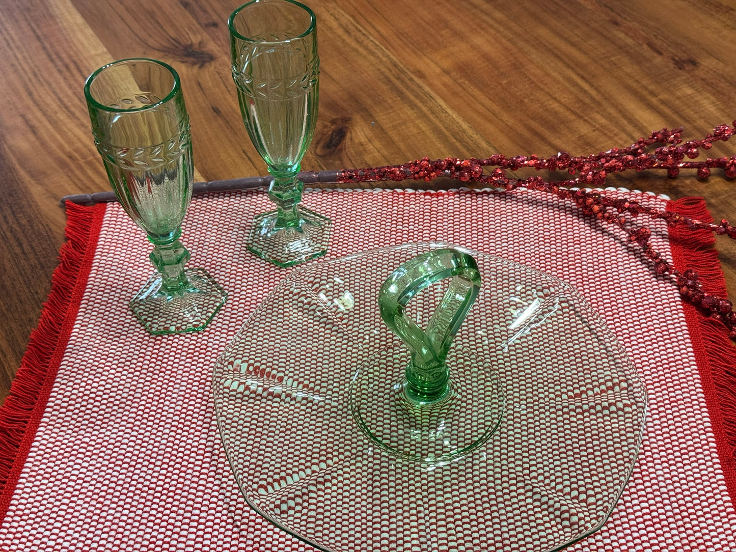 Green Depression Glass Champagne Glasses