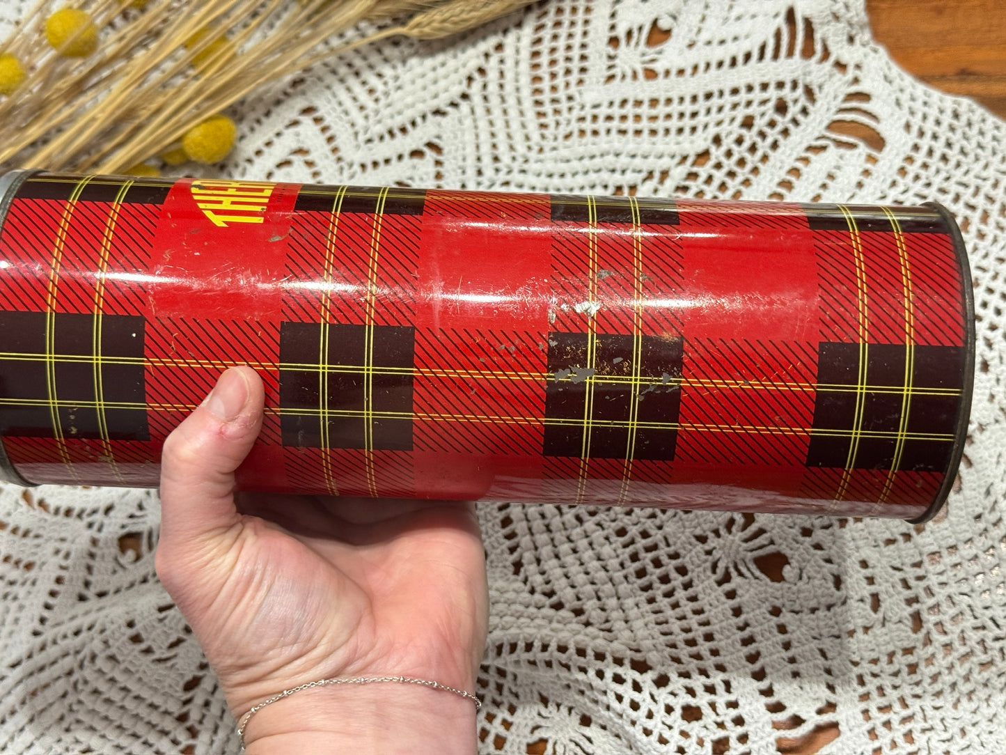 Vintage Plaid Thermos Brand Vacuum Bottle NO.302