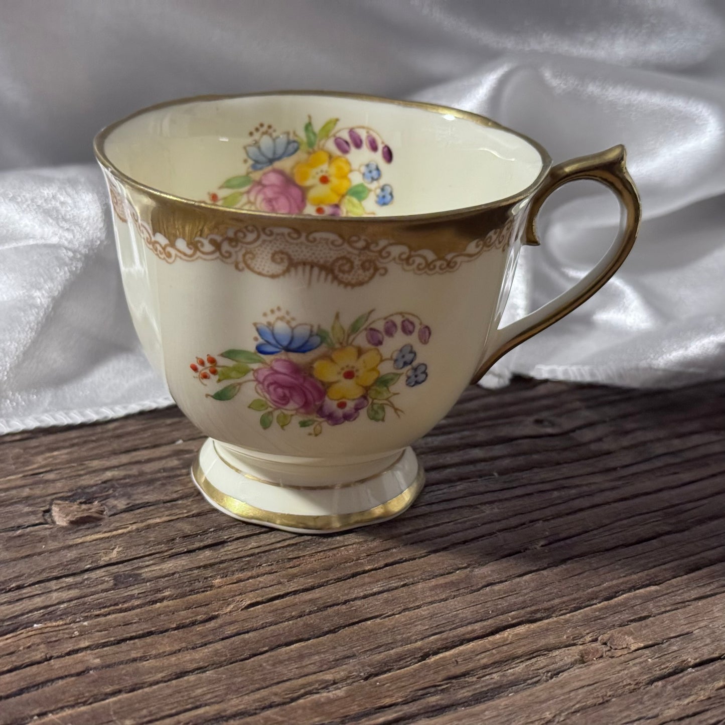 Royal Albert Cream and Gold Floral Teacup and Saucer
