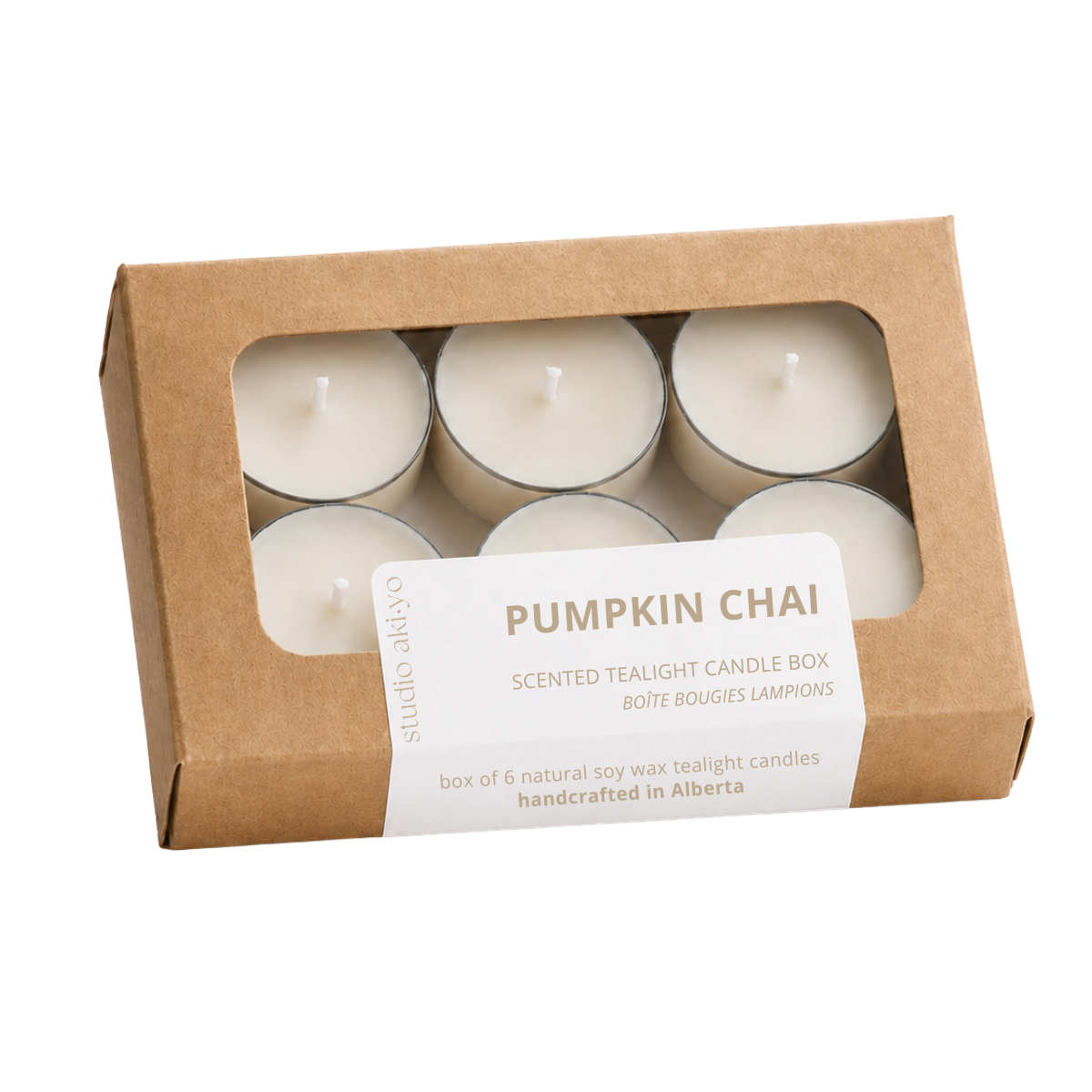 Pumpkin Chai Soy Tealight Candle Box | Fall Autumn Scent: Box of six tealight