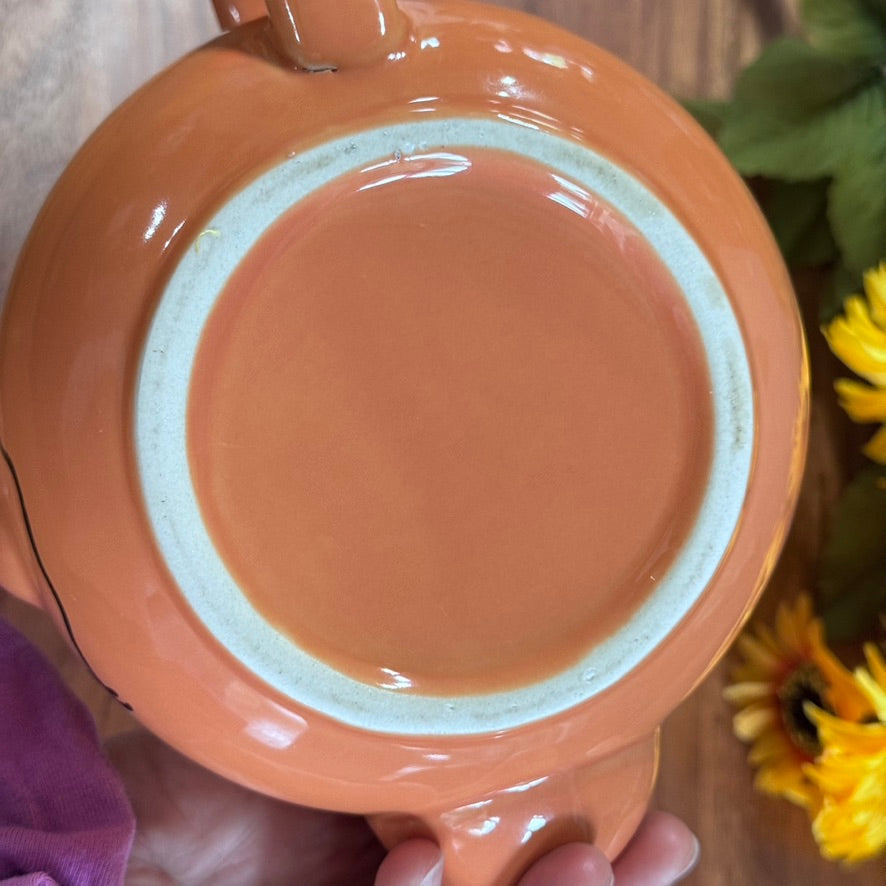 Vintage Orange Novelty Face Teapot