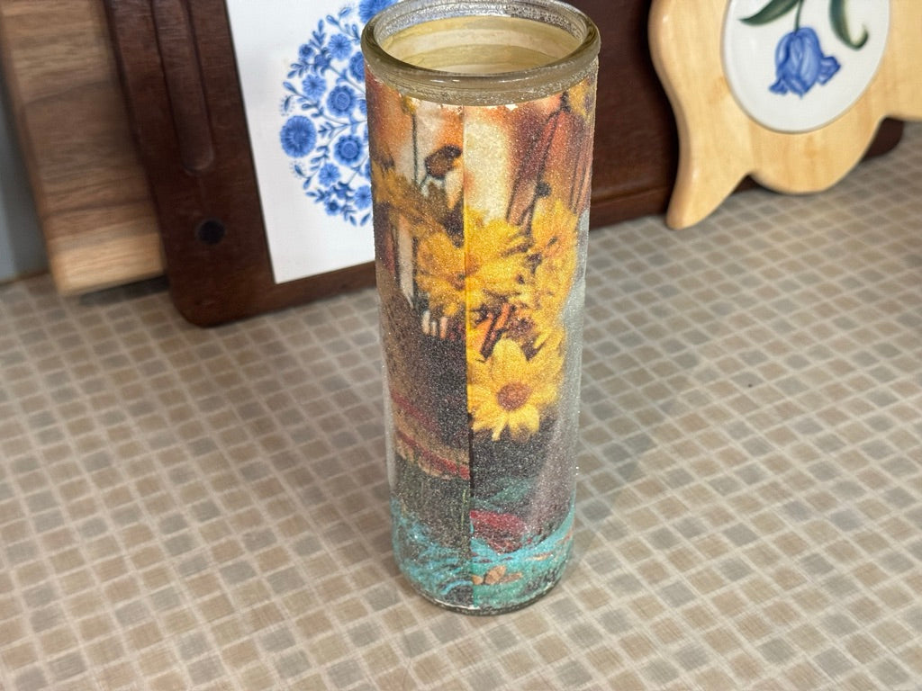 Vintage Kitten Sugar Frosted Glass Candle Holder