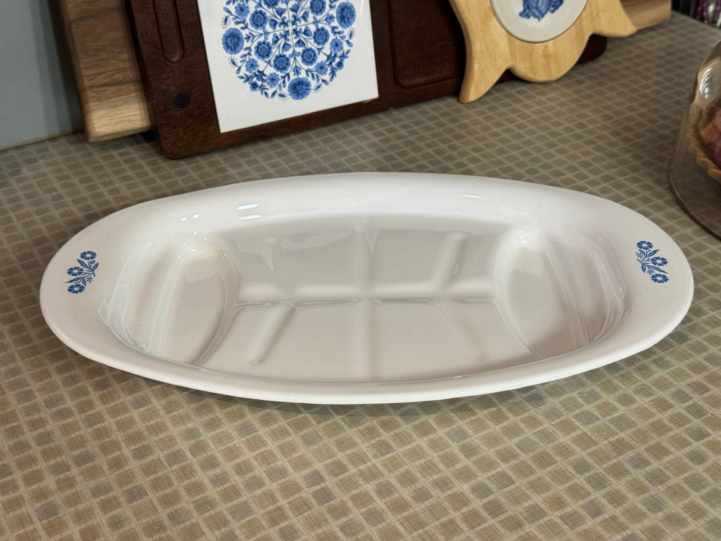 Corning Ware Blue Cornflower Oval Serving/Roasting Platter