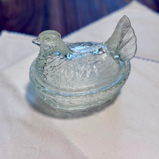 Split Tail Hen On Nest Butter Dish/Candy Dish