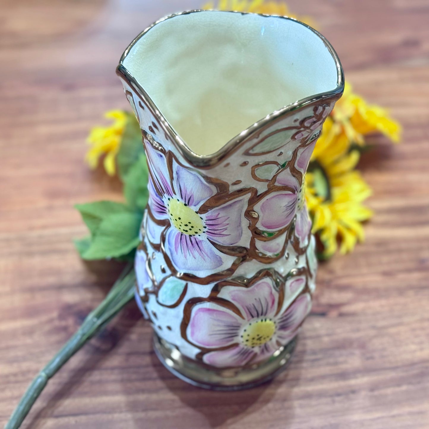 Kensington Ware England Sunflower Jug Vase