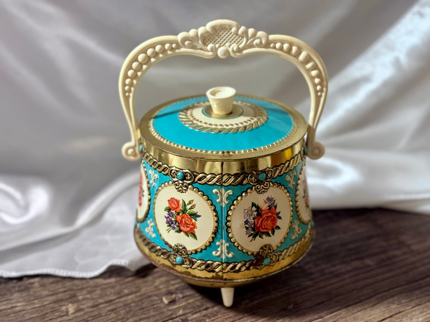 Floral 1960s Tin Containter