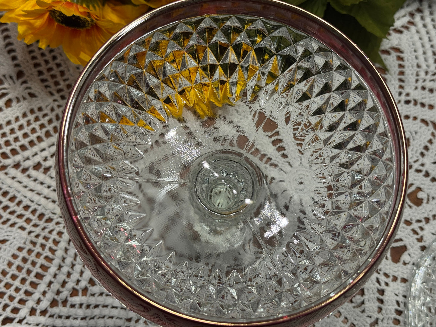 Indiana Diamond Point Ruby Compote/Candy Dish