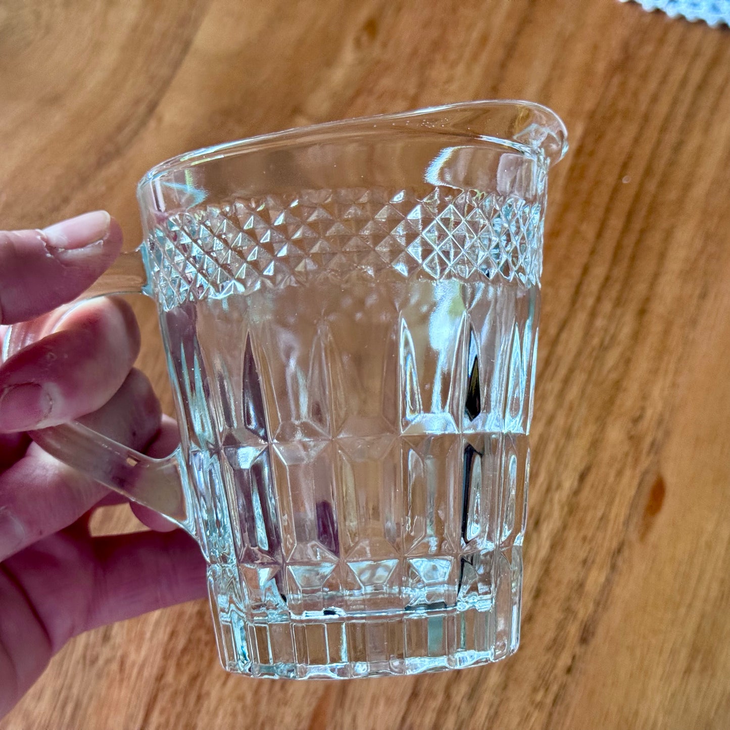 Covetro Italian Glass Creamer -Diamond & Block Pattern