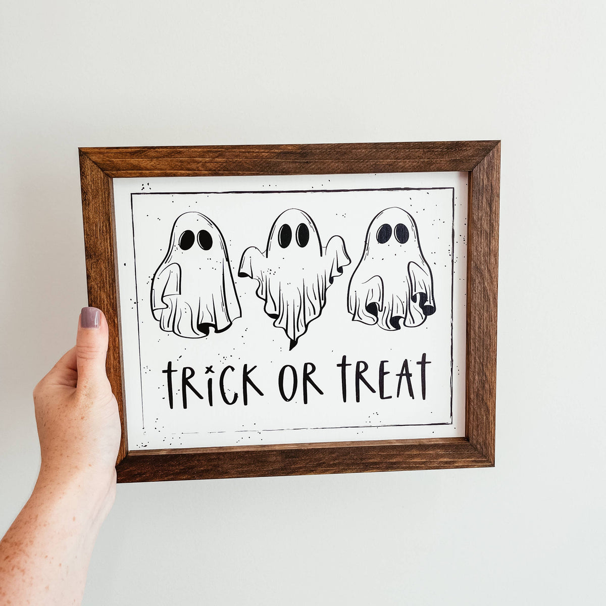 Trick Or Treat Framed Wooden Sign