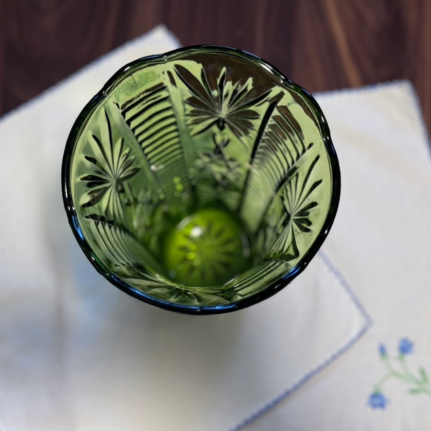Anchor Hocking Avocado Green Glass Vase