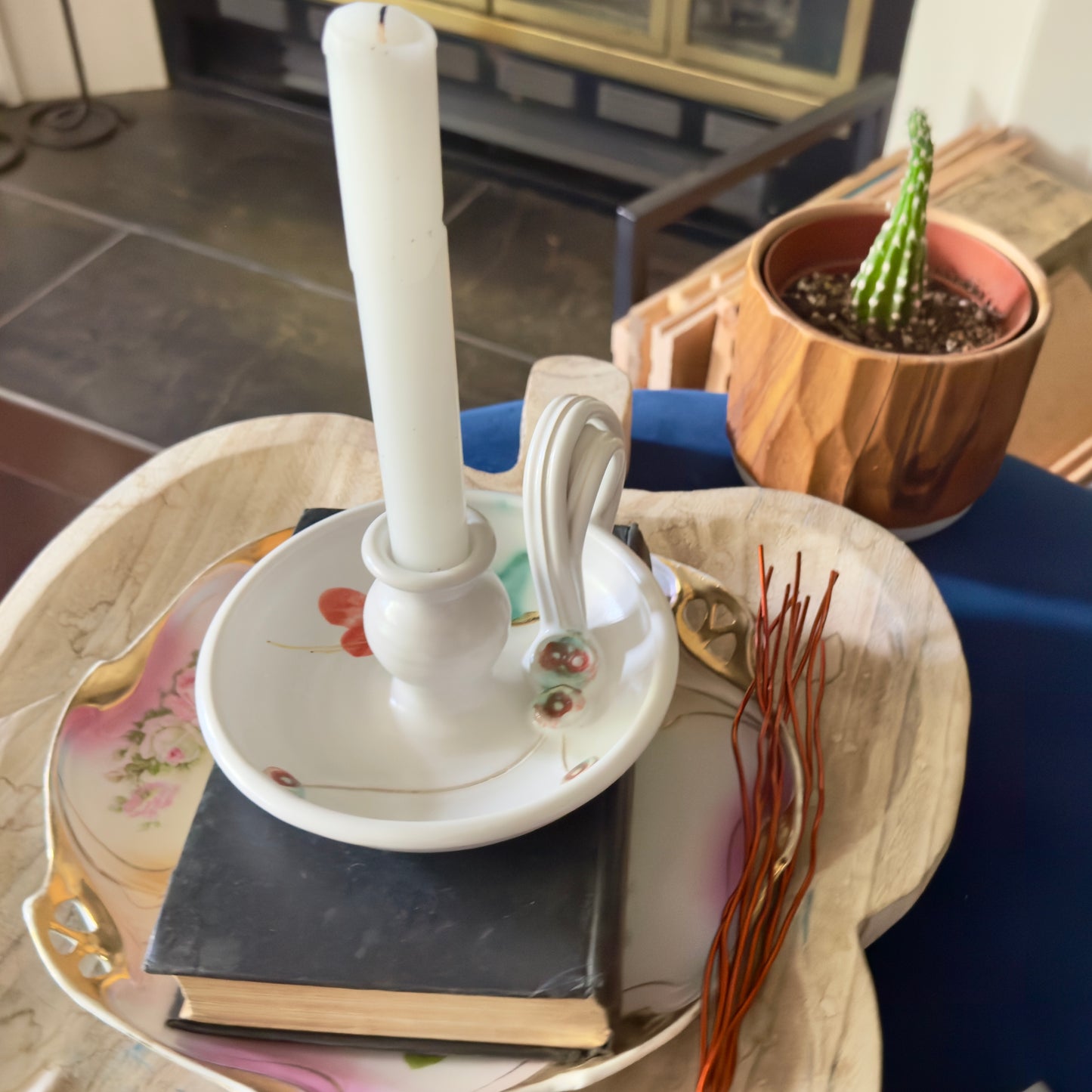 Finger Loop Ballydougan Pottery Candlestick Holder