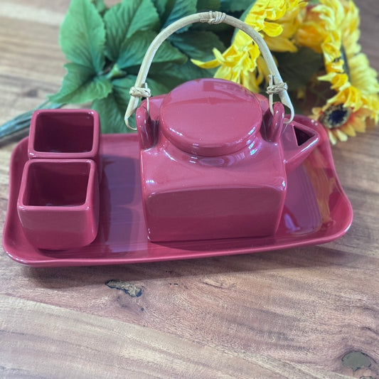 Mini Red Japanese Tea Set