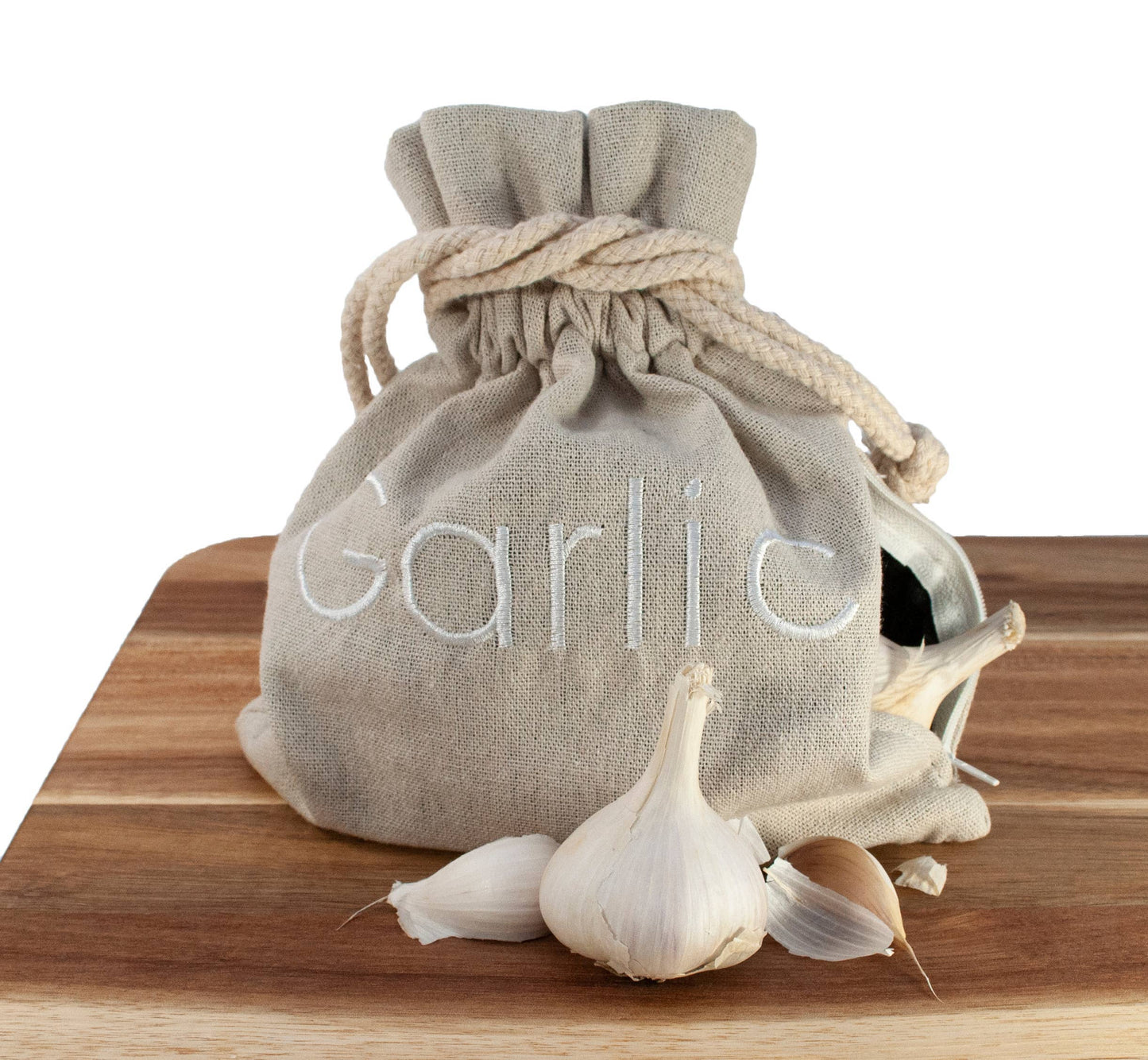 Kitchen Basics Preserving Bag Garlic 8x10": Cream / Cotton with Polyester Lining / 20x25cm/8x10"