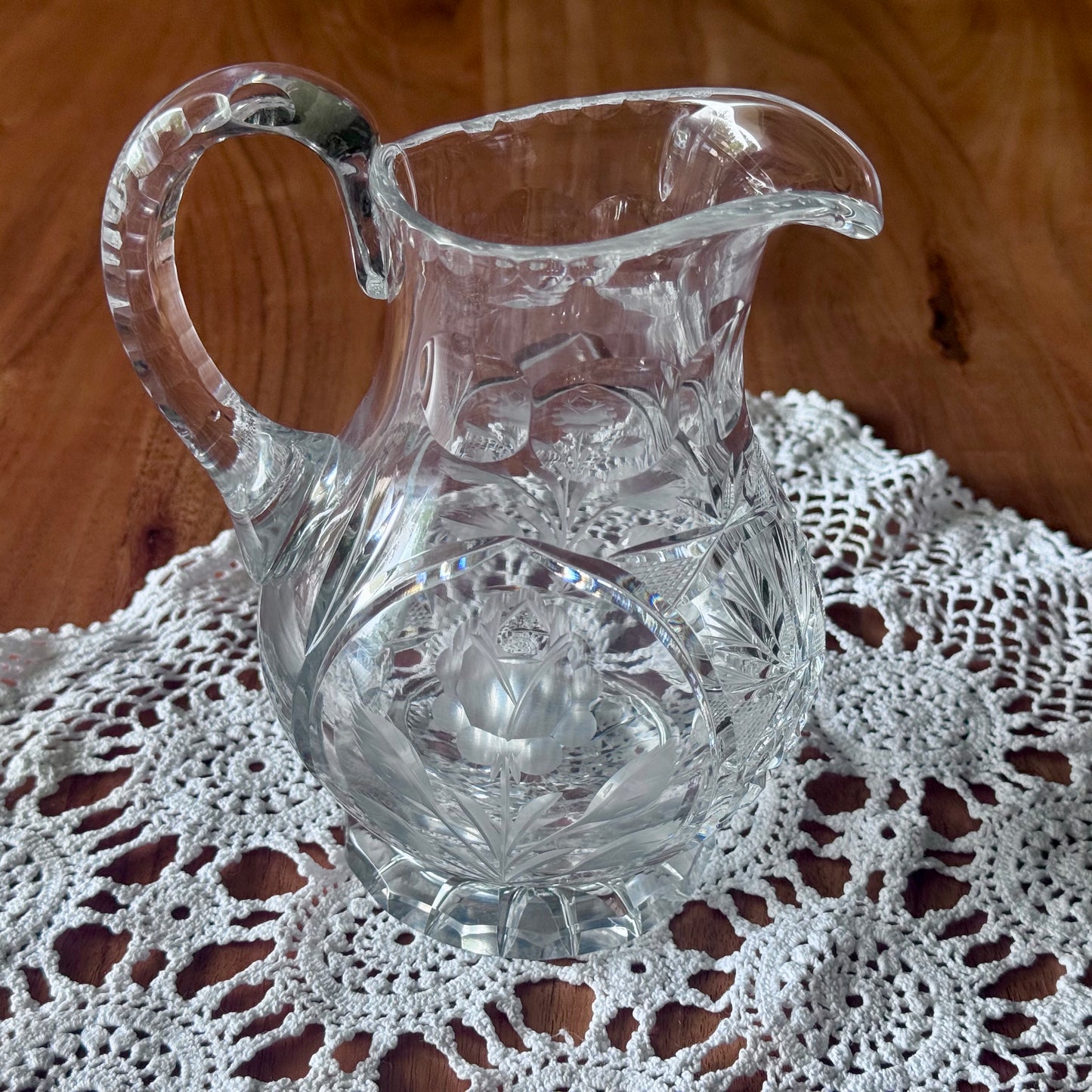 Vintage Cut Crystal Glass Pitcher