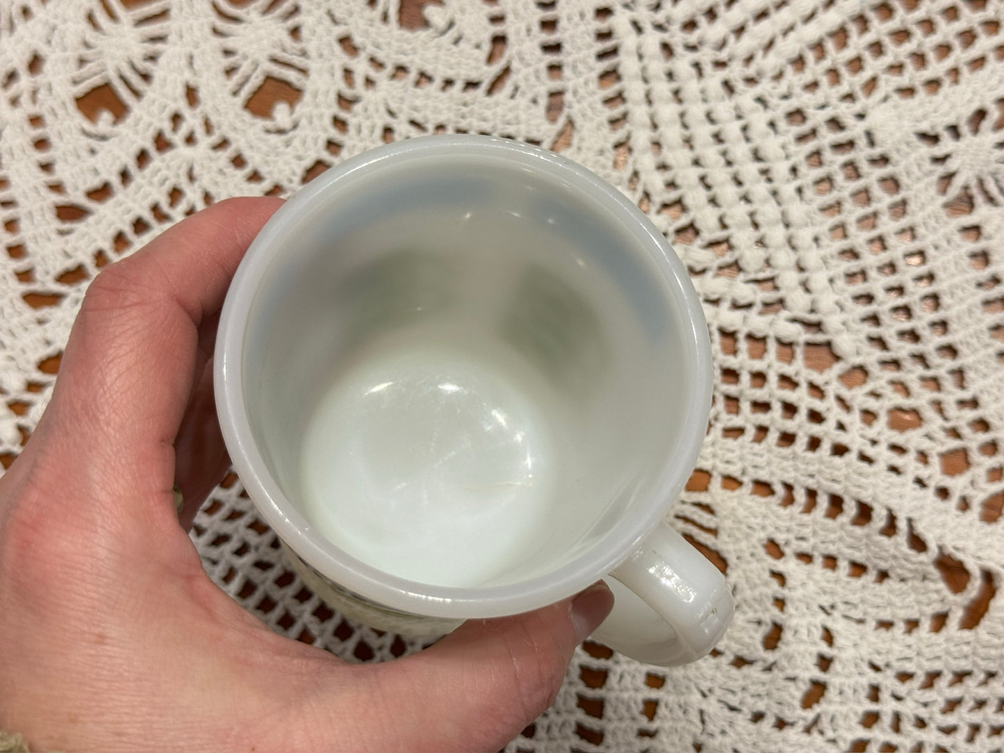 Anchor Hocking Fire-King Greek Key Milk Glass Mugs