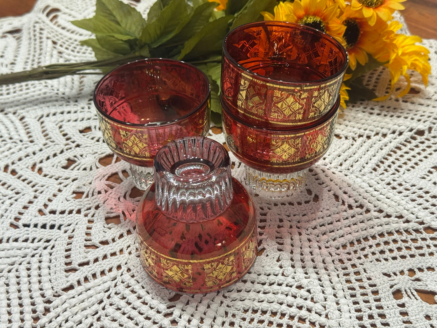 Cristallerie Italy Red Cocktail Glasses