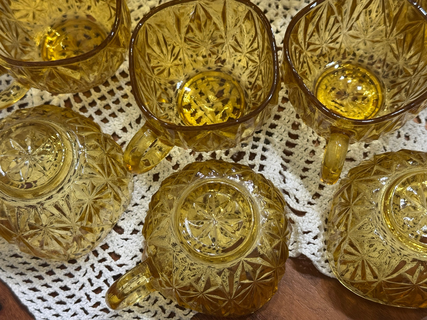 Hazel Atlas Amber Glass Williamsport Punch Bowl Set