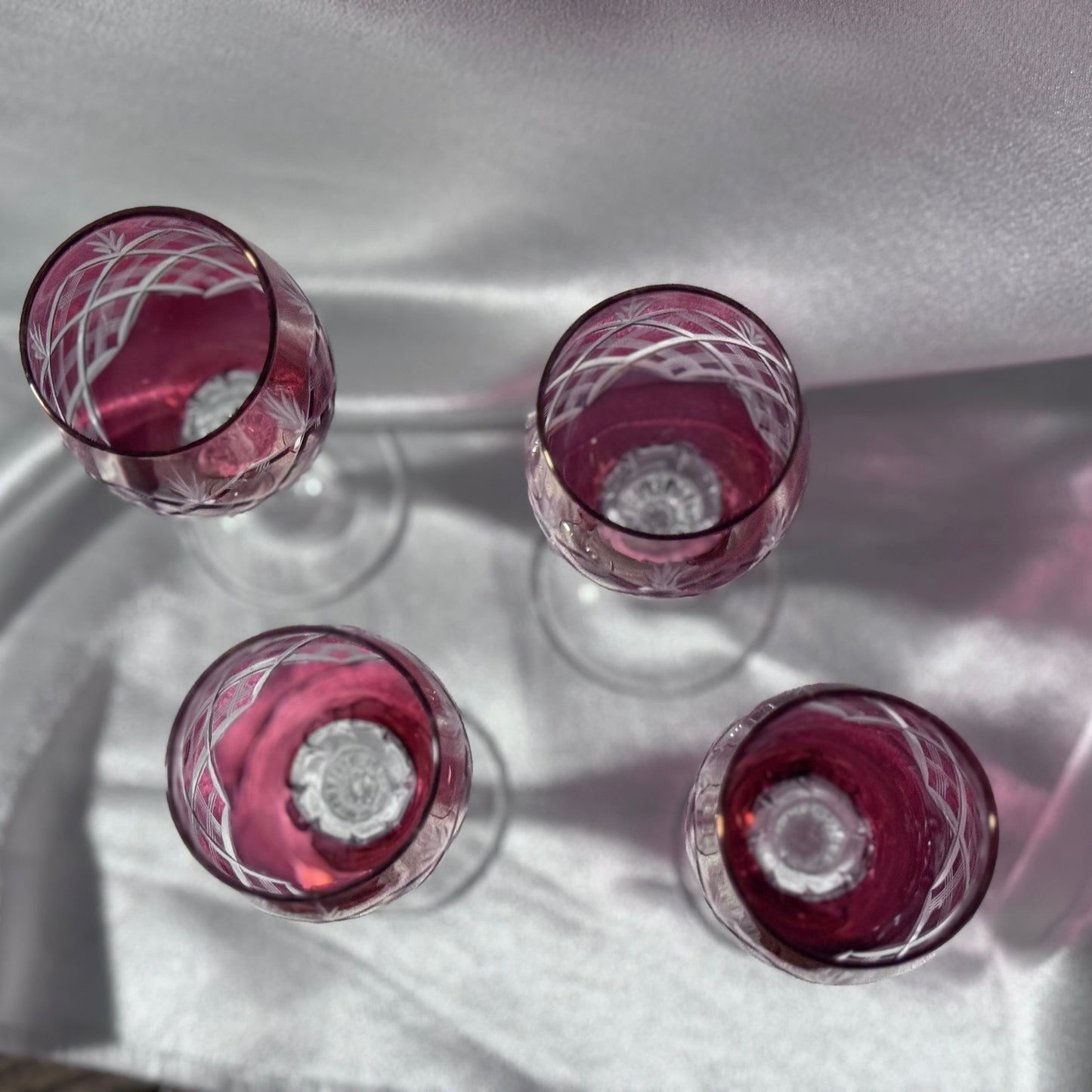 Cranberry Crystal Shot Glasses