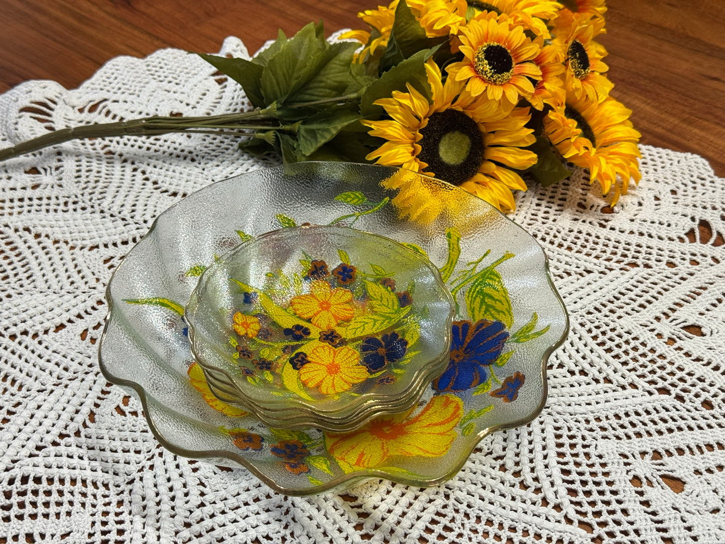 Reverse Painted Dessert Set