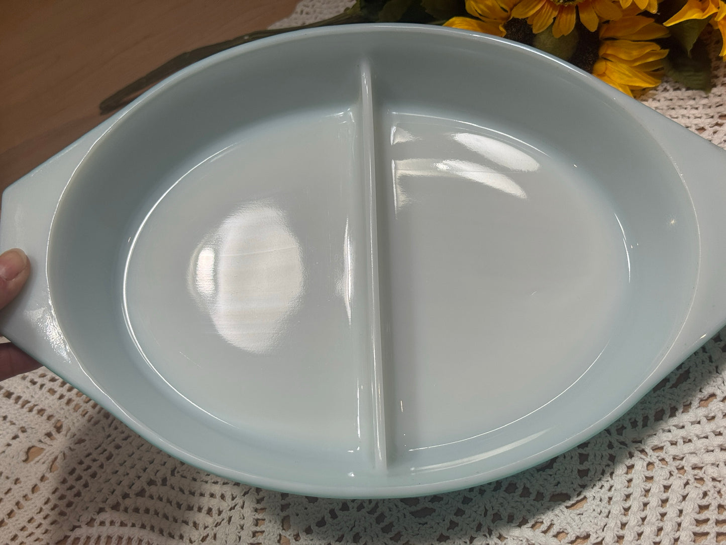 PYREX 'Snowflake' Gaiety JAJ Divided Casserole Dish