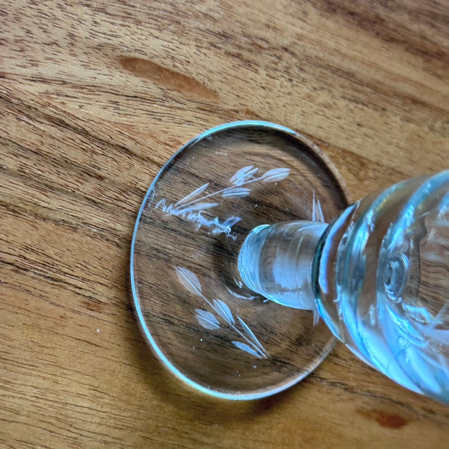 Crystal Etched Clear Glass Footed Bud Vase