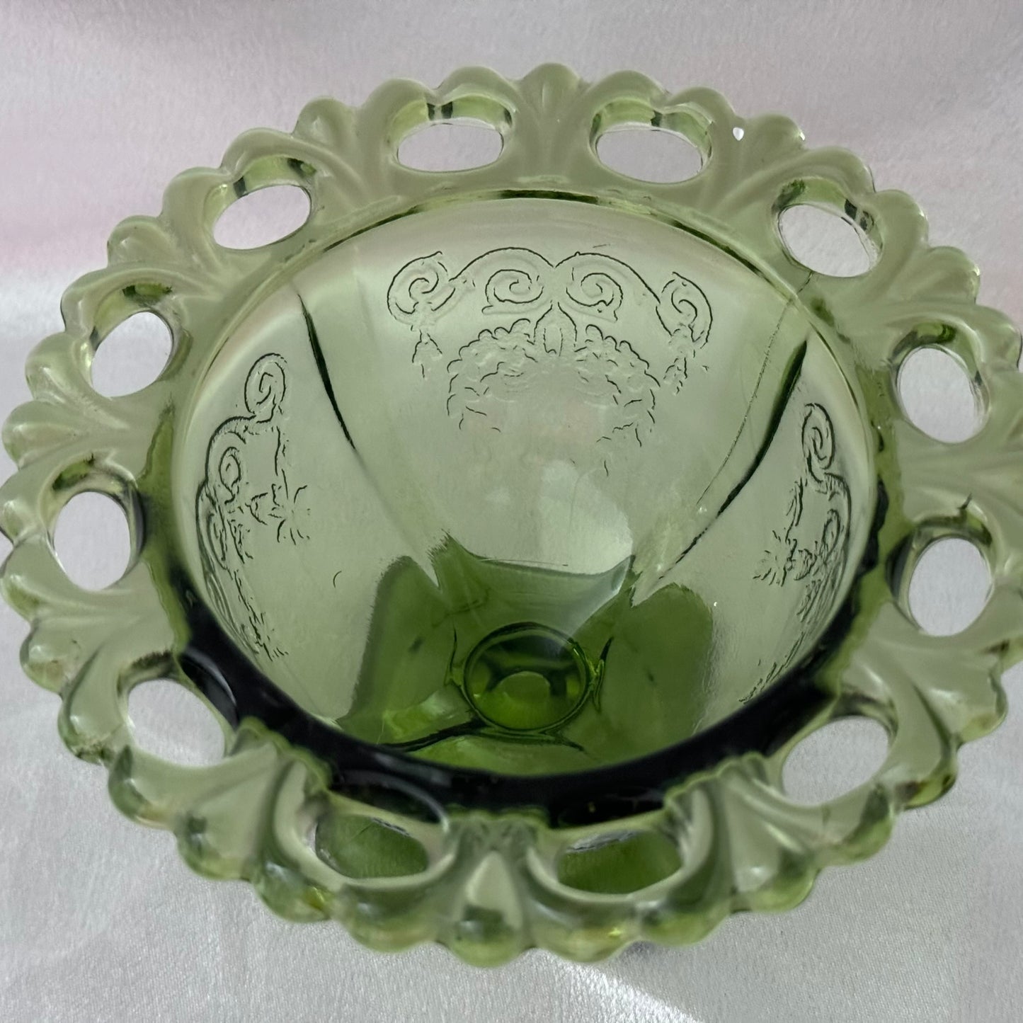 Indiana Green Glass Compote Dish