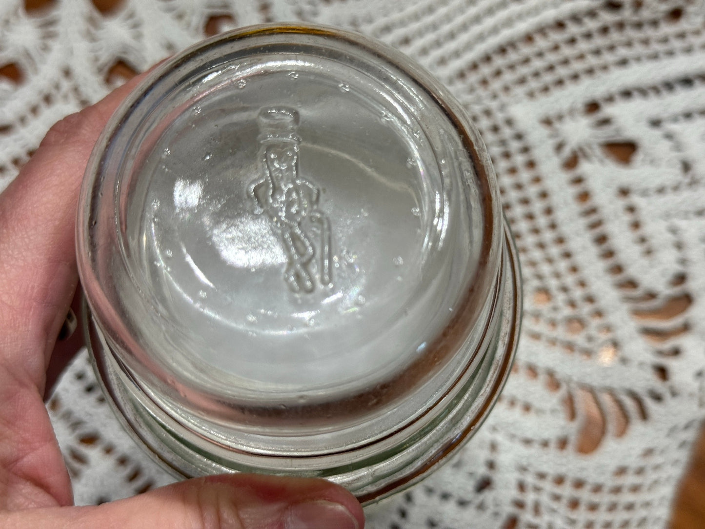 1982 Planters Mr. Peanut Clear Glass Jar Wheat Pattern