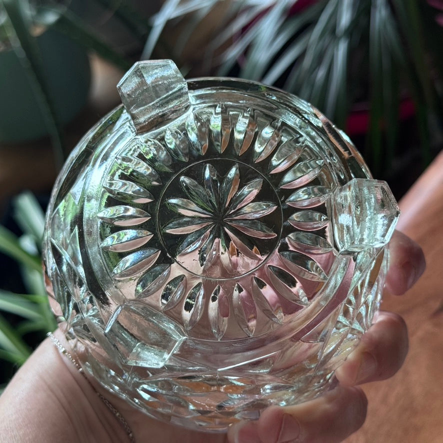 Cut Glass Sugar Bowl in Star Pattern