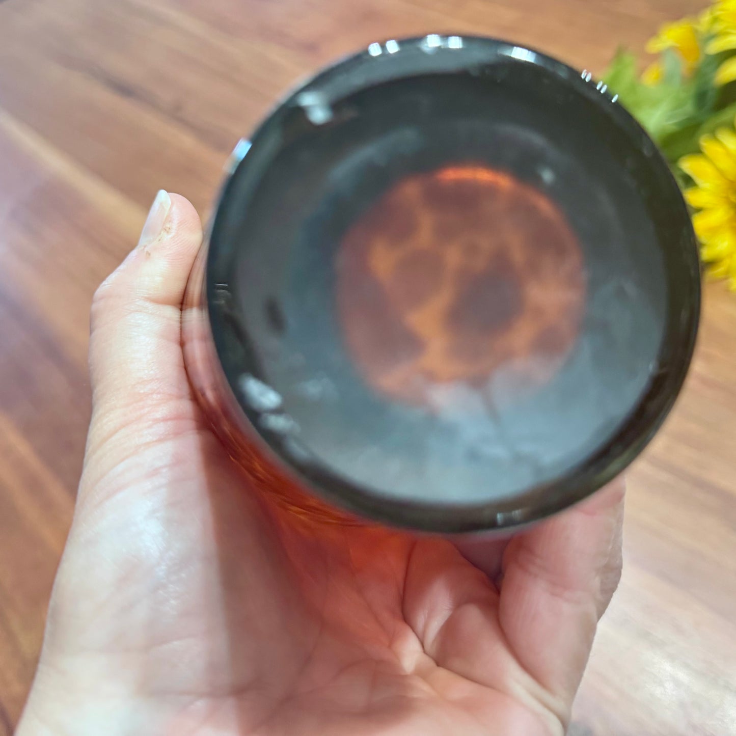 Leopard Print Brown/Amber Blown Art Glass Vase