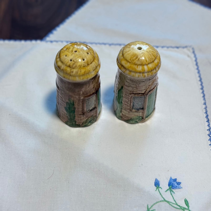 Ceramic Cottage Salt & Pepper Shaker Set England
