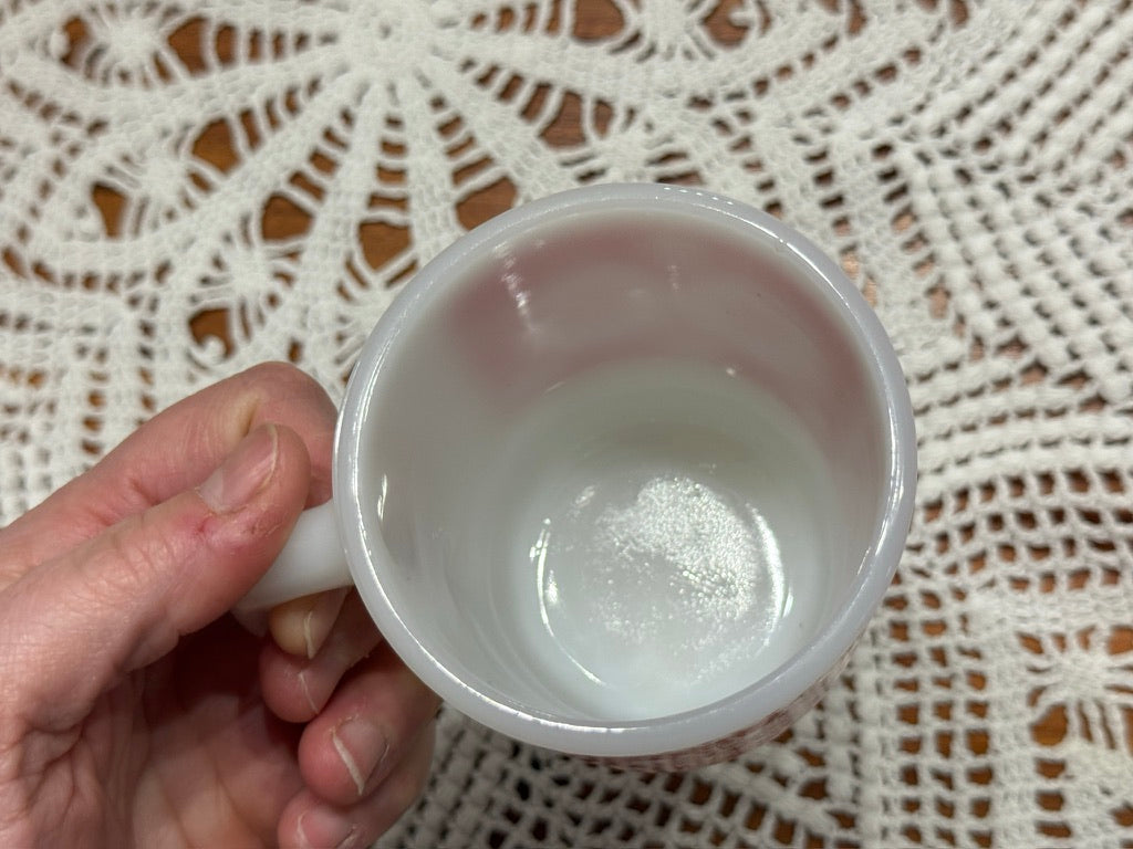 Anchor Hocking Red/White Daisy Milk Glass Mug