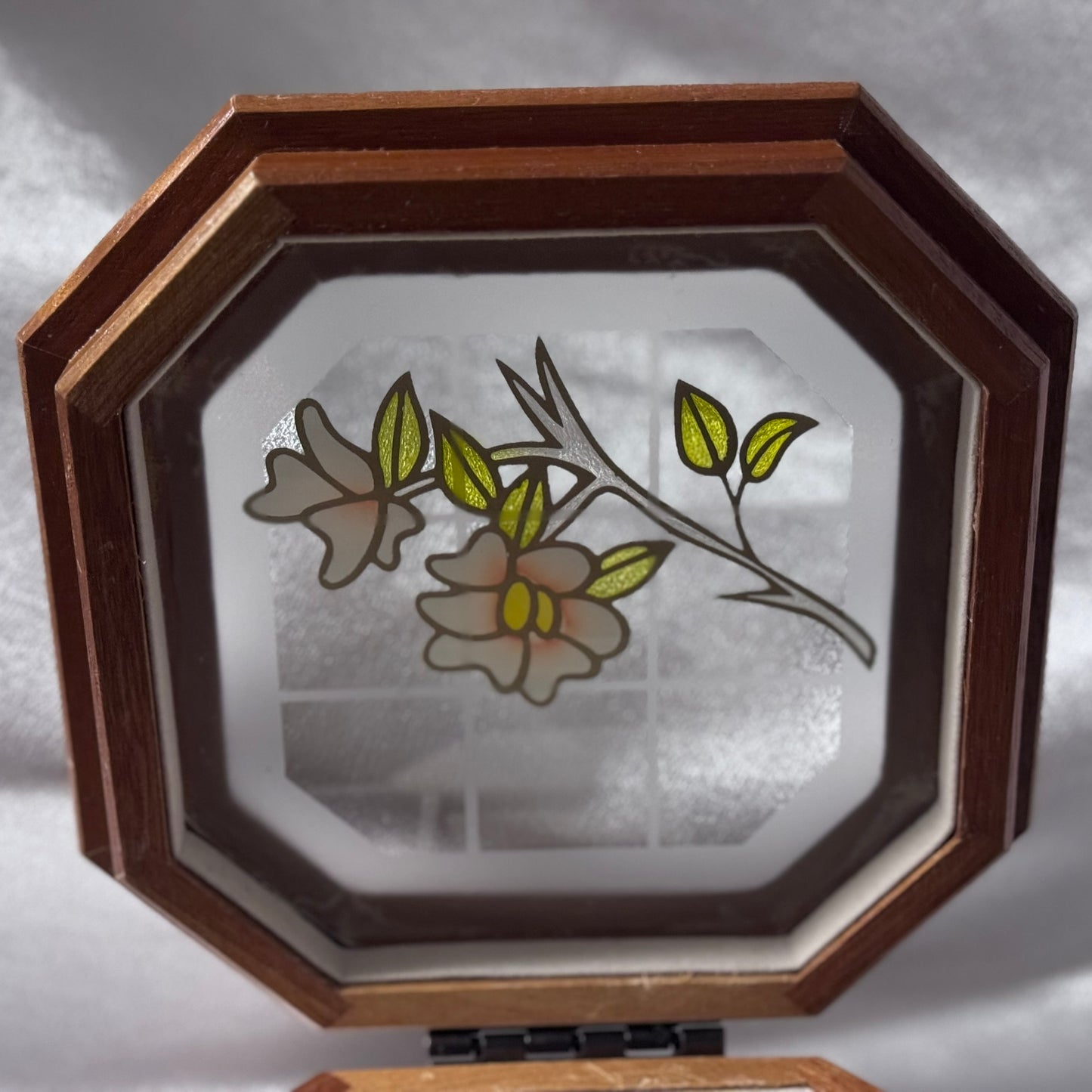 MELE Wooden Stained Glass Floral Jewelry Box