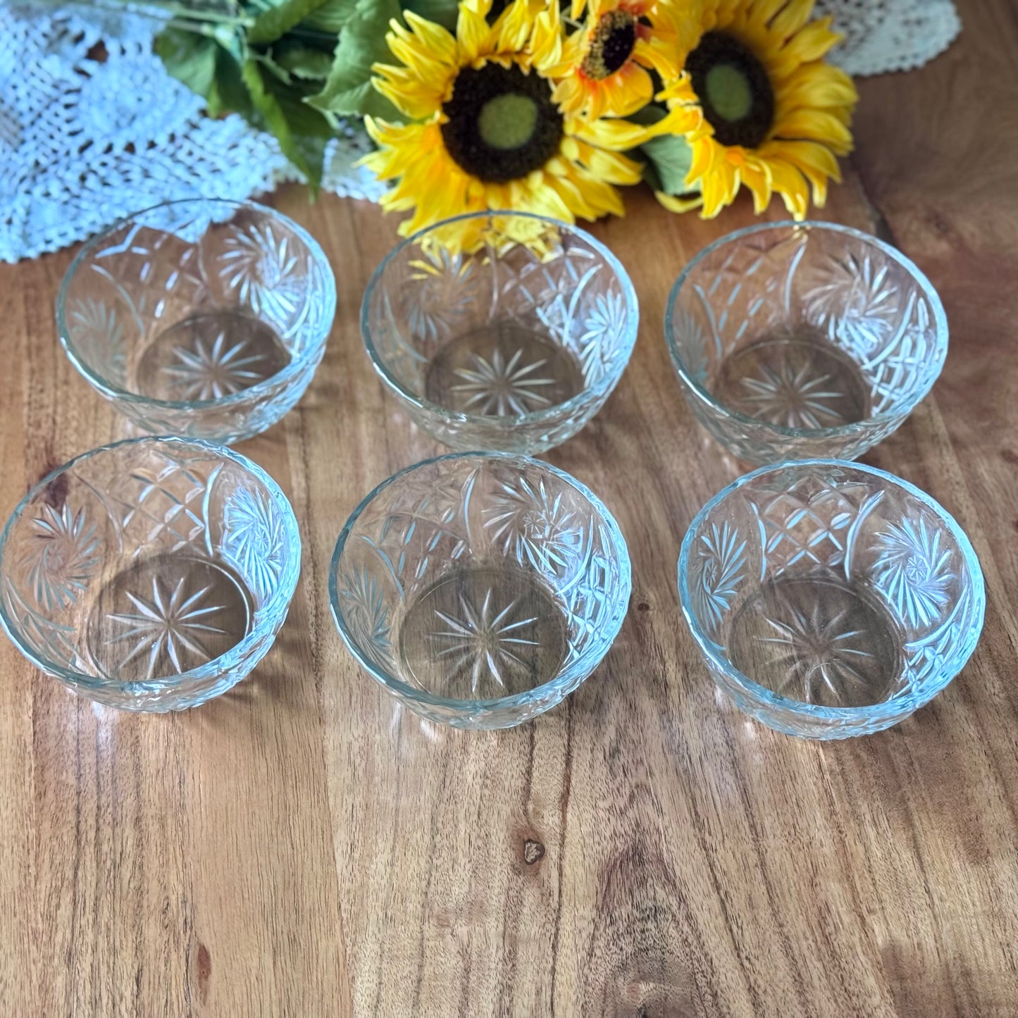 Anchor Hocking Star of David & Starburst Dessert/Fruit Bowls/Sugar Bowls