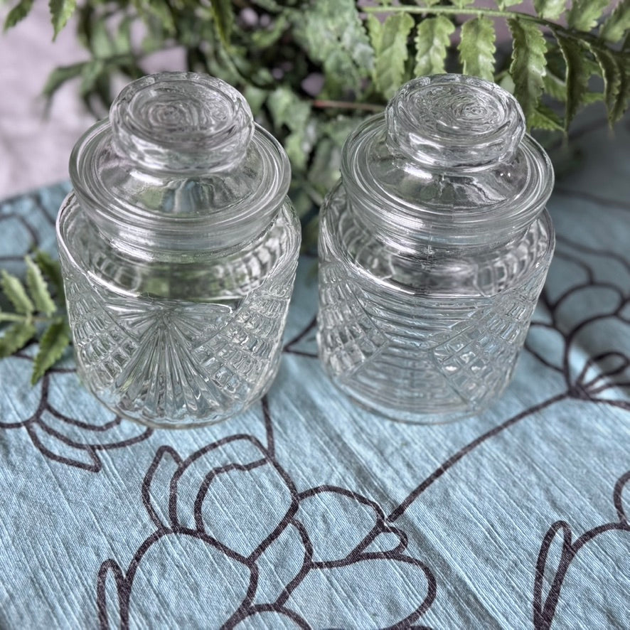 Pressed Cut Glass Jelly/Jam Jar
