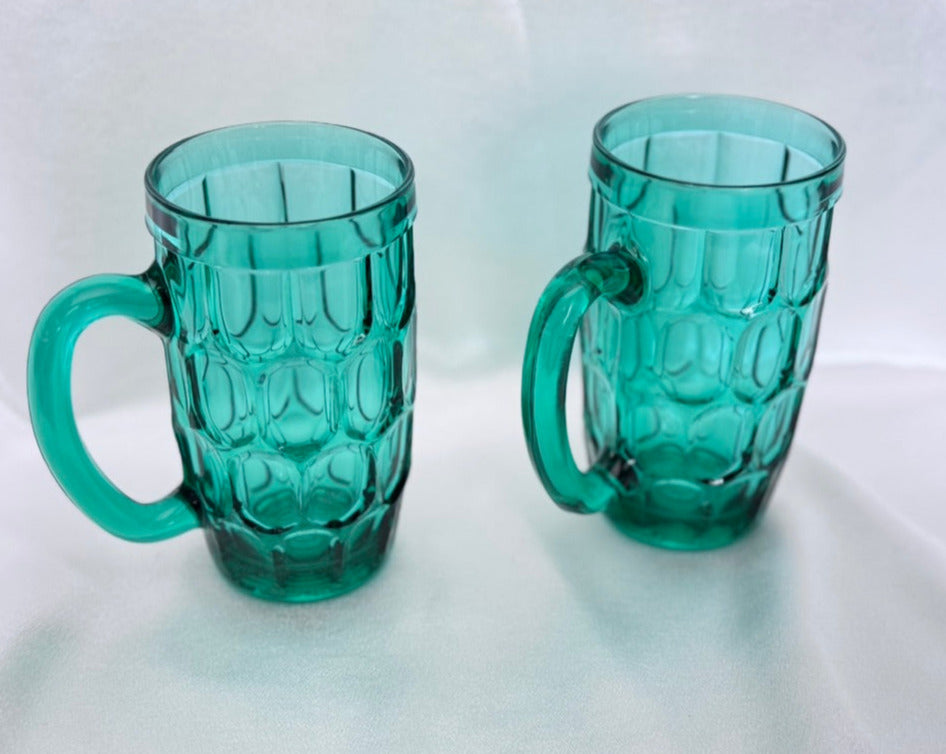 Arcoroc Emerald Green Glass Mugs