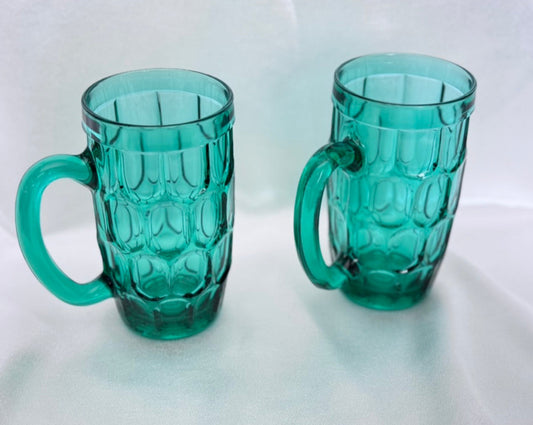 Arcoroc Emerald Green Glass Mugs