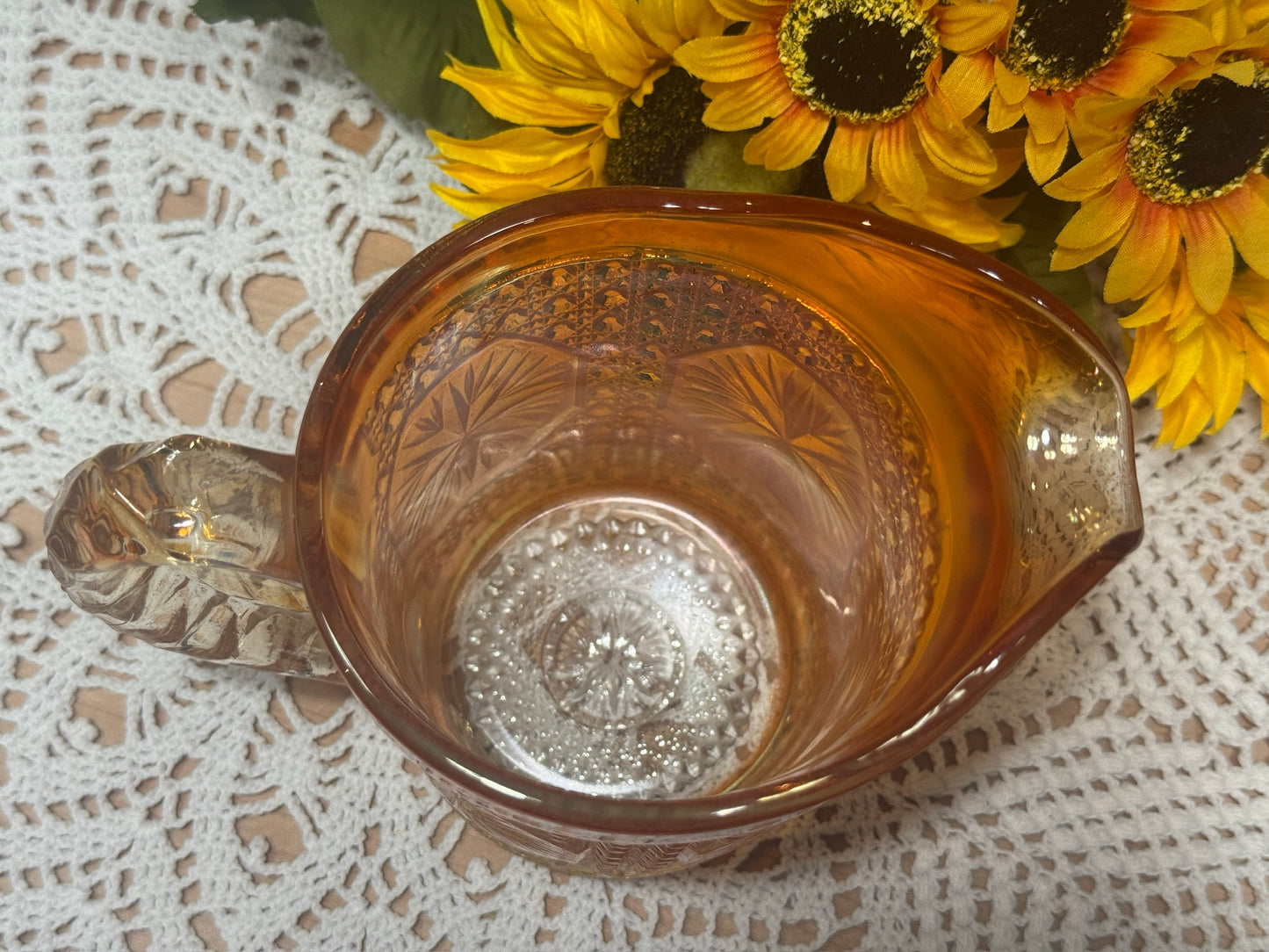 Imperial Marigold Carnival Glass 'Star Medallion' Pitcher