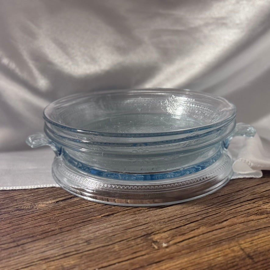 Fire King Sapphire Blue Philbe Server Trivet and Pie Plates