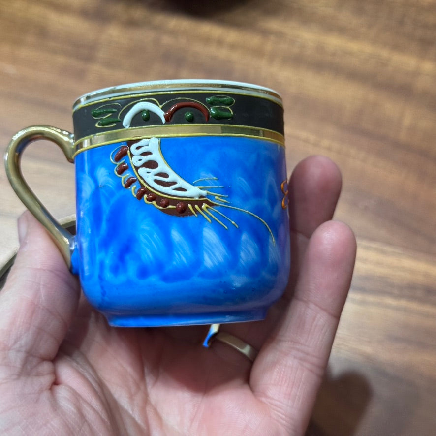 Vintage Japanese Moriage Dragonware Sugar Bowl & Cups & Saucers