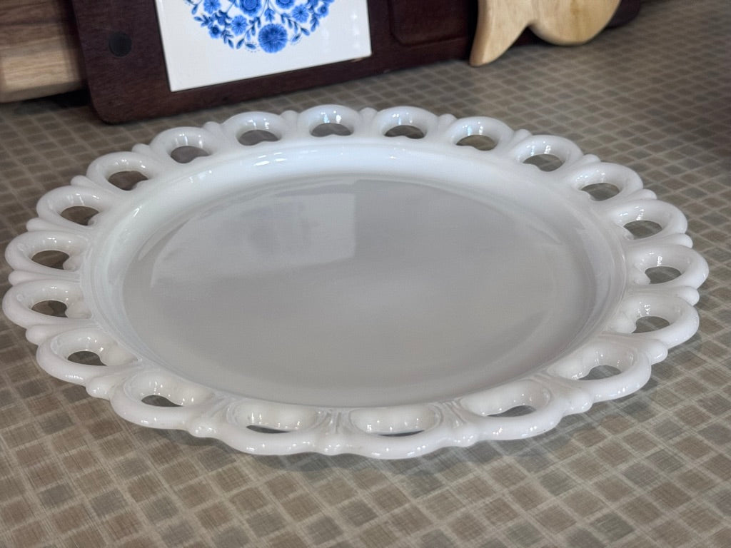 Anchor Hocking Lace Edge 'Old Colony' Milk Glass Platter