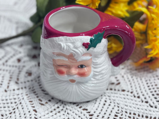 Transpac Winking Jolly Santa Holiday Mug
