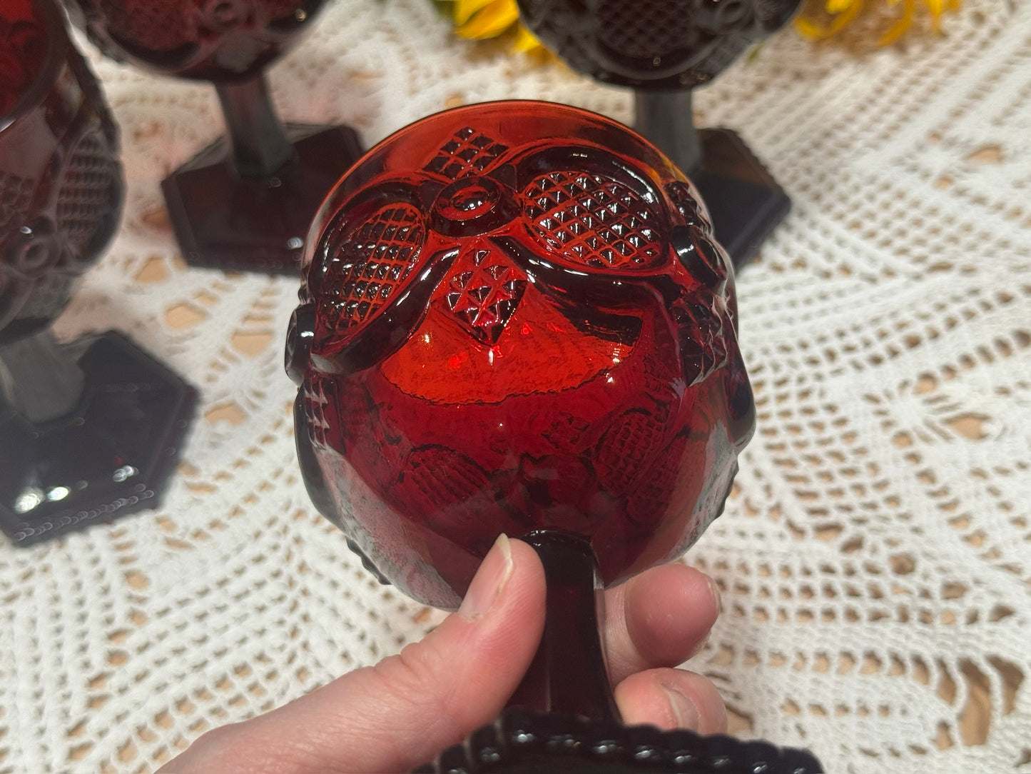 AVON 1876 Cape Cod Ruby Red Goblets
