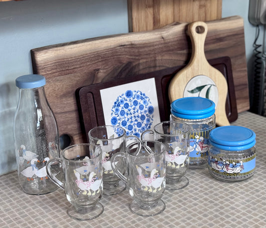Libby of Canada Handles Geese Glass Mugs