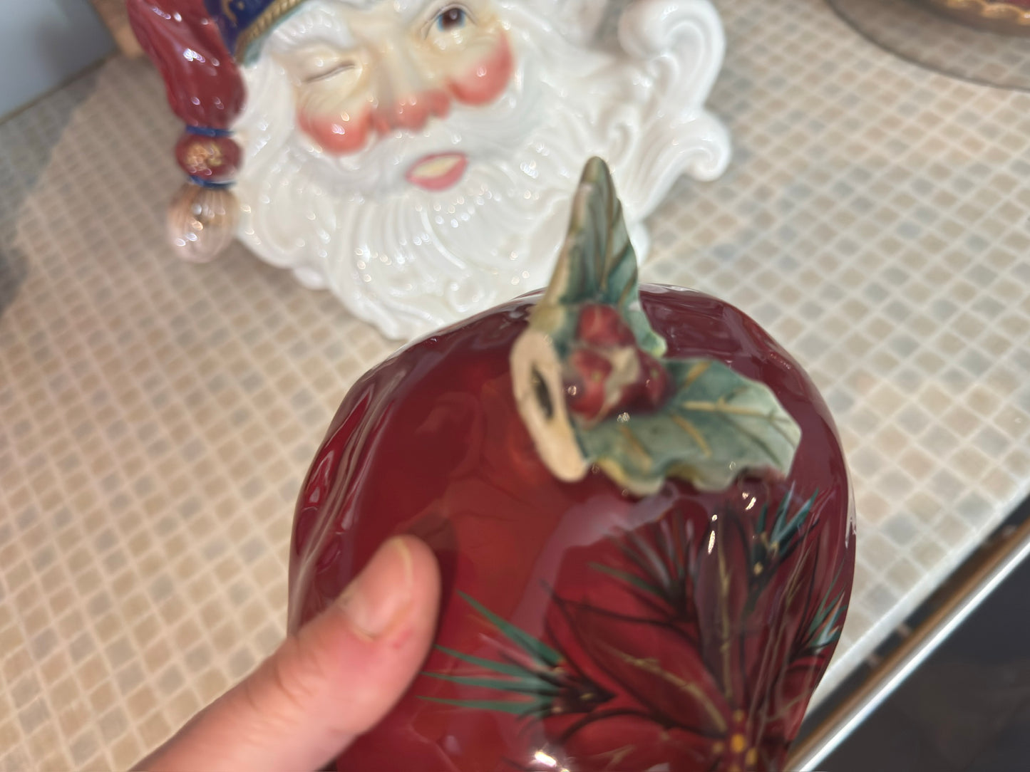 Ceramic Santa Claus Head Cookie Jar