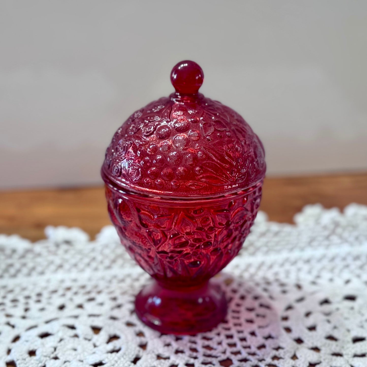 Avon 'Cape Cod' Ruby Red Glass Candy Dish